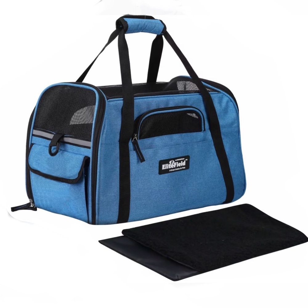 EUC- EliteField Airline Approved Soft Sided Pet Carrier w/Suitcase Slide Strap